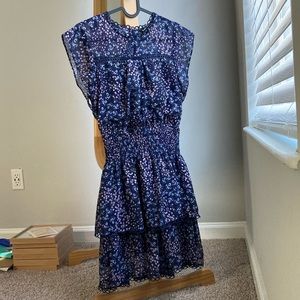 Fab’rik short sleeve smoked waist ruffle tiered hem dress